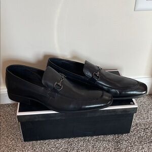 Robert Wayne Black Leather Slip-On Loafers